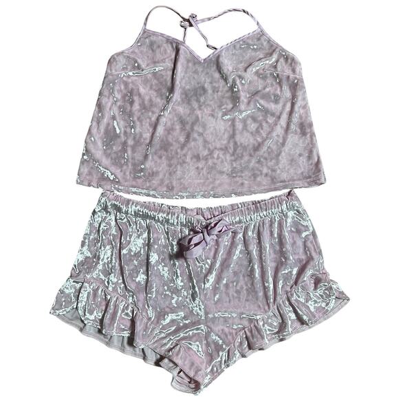 Victoria's Secret Women's Shiny Pink Pajama Set Large L Bottom Medium M Top - Picture 1 of 7